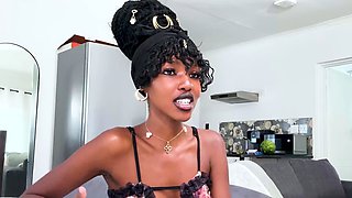 Petite ebony teen on first time casting