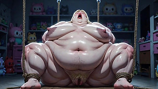 Massive SSBBW in Tight Rope Bondage - Moaning and Struggling in Heat