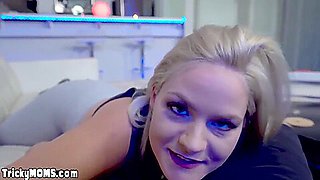 Annoyed MILF stepmother gives a sloppy blowjob to Step son
