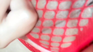 The stepsister's virgin pussy, I tease her with my huge cock and my tip