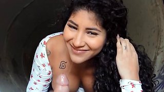 Curvy Latina lets stranger fuck her under the bridge