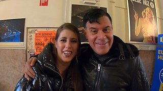 Guy shoots his cum on big natural tits of hot belgian milf Lady Lyne