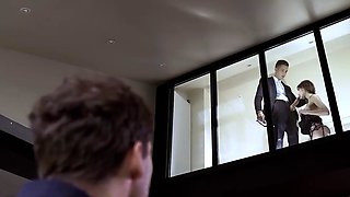 Voyeur spouse witnesses brown-haired wifey get fucked