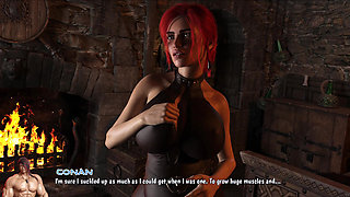 Pregnant Astrio's Swollen Pussy Rubbed & Covered in Cum - Conan Sucks Milk From Her Massive Lactating Boobs