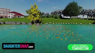 Daughterswap - horny beauties salivates over their stepdads lubricated figure offers them help to pull out tension