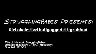 Girl Chair-tied Ballgagged Tit-grabbed