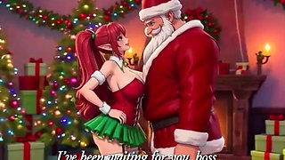 Santa give special gift to busty milf on Christmas