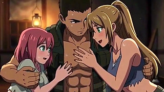 Threesome fucked in forest house