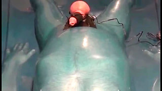 Male slave with electro cbt in the vacbed