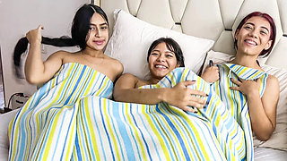 Homemade Threesome with Amateur Latina Teens and Big White Cock - Hardcore POV Doggystyle