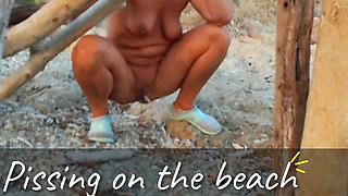 Piss compilation on the beach