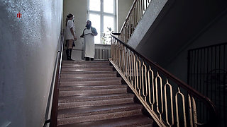 Lazy Cleaning Girl Andrea Has to Absolve a Rough Work Training