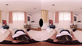 Japanese students explore bed POV in sensual VR