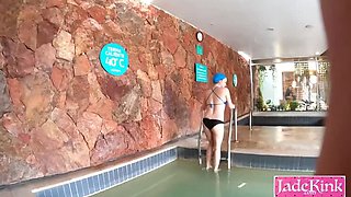 Hot Amateur Couple Fucking Hard in Sauna - Rough Blowjob & Pool Sex