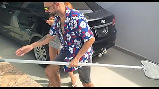 Hot Wife Cheats with Pool Guy in Steamy Hardcore Fuck - Amateur Latina MILF Squirts