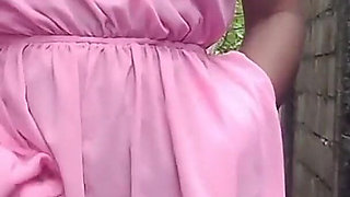 Teasing in a Pink Dress Squeezing My Boobs Fingering Rubbing My Wet Hairy Pussy