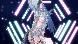 Mmd Mirror Flow Collapse Iron up&down Striptease Dress-up Nipple Clip Bunny Girl Black Silk Fishnet Costume Erotic Sweater Tig