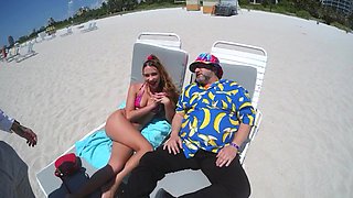 Khloe Kapri enjoys passionate sex with her boyfriend on the beach.