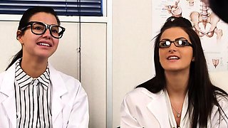 Cfnm scientists in glasses laugh at loser