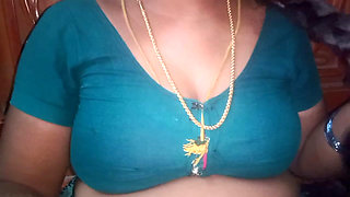 Tamil Aunty Squeezing Her Breasts When She Is Alone and Unable to Control Her Emotions