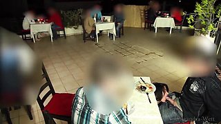 Public Restaurant Orgy: Hot Licking & Fucking with Sarah Kelly & Alexandra Wett