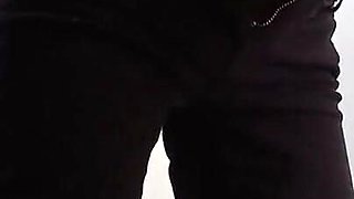 Sexy Skinny Brunette in Tight Jeans Masturbates Hairy Pussy