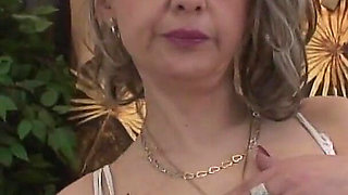 50 Year Old Mature Verena Fucks Her Pussy with a Glass Dildo