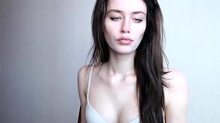 Beautiful teen brunette Jessica Sinn masturbates