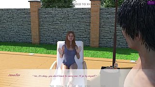 Stepbrother Fucks Wife in Pool - John Presses Face on Jennifer's Big Tits While Diving