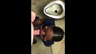 Public Blowjob on Black Tits