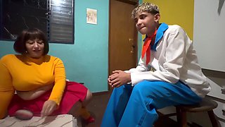 Scooby-Doo orgy with chubby Latina babes in haunted house