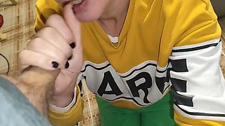 Hot Italian MILF Stepmom Sloppy Blowjob Cum in Mouth POV
