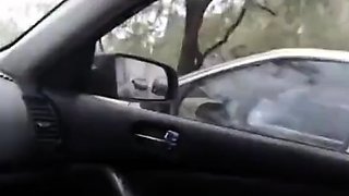 Blonde Babe Masturbates with Dildo and Squirts in Car