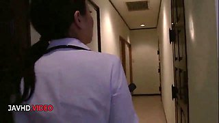 Stockings clad sultry Shino Izumi gives amazing Footjob then fucks hard JAV MILF