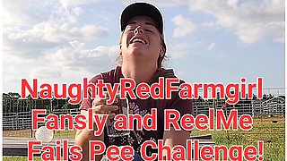 Farmgirl Fails Pee Challenge And Pisses Pants Outside While Drinking Water, Soaking Jeans!