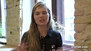 Viktoria Thumbs her Unshaved Pubic hair