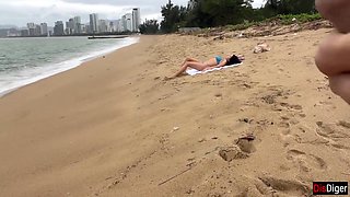 Babe Can I Cum On Your Tits? - Public Cock Flashing On The Beach 10 Min - Katty West And Mia Mi