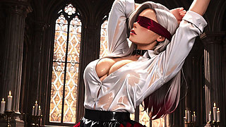 Fast Action - Blindfolded Petite Bred by a Black Bull in the Cathedral