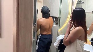 Busty Latina Asks Neighbor with Huge Cock for Shower Help