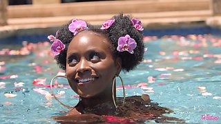 Black sweetie Elsie strips down and masturbates with a toy