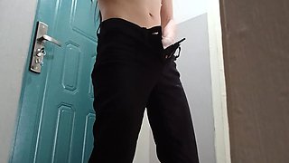 Sexy Skinny Brunette in Tight Jeans Masturbates Hairy Pussy