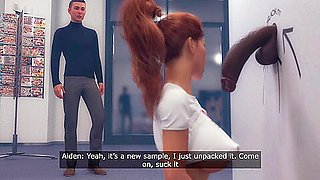 Cuckold story - Horny vixen in 3d animation deepthroats giant cock and takes cum in her pussy as boyfriend stays close