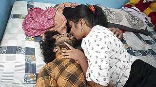 Long lip lock with step sister in bedroom