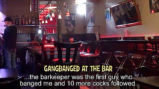 Gangbanged by Plenty of Guys at the Bar