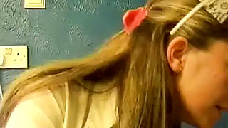 MILF Housekeeper in Uniform Gives Handjob and Cumshot at Sink