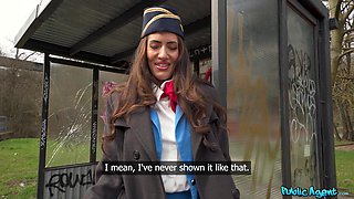 Quick Cash for Sexy Flight Attendant at Public Agent - Cum Fly With Me - Coco Bae