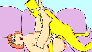 Family Guy Parody The Simpsons Parody 18+ crossover - Bart finally nails his dream milf lois Griffin