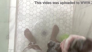 Stepbrother creeps in douche while sister douche, she caught him stagging and made him get in, her rump is so massive and cooch is so raw she will make you jism hasty