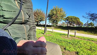 Flashing My Cock in Front a Eveyone in a Park and My Stepdaugher Helps Me Cumshot - Real Sex Risky