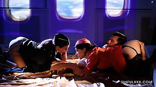 SinfulXXX Stewardess Subil Arch and Anna de Ville Heat up in the Cockpit